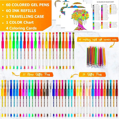 Boligrafos De Gel Con Purpurina Profesional 120 Und Soucolor Estuche Viaje