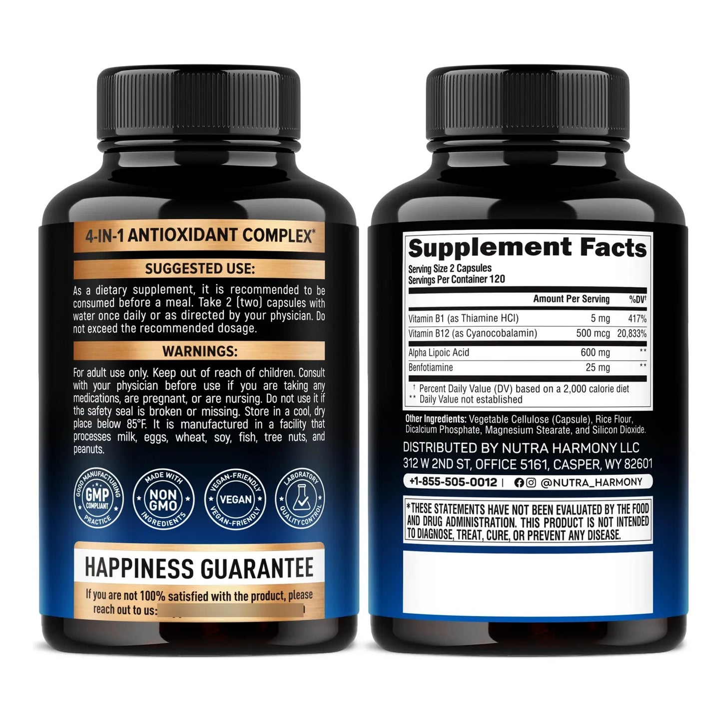Ácido Alfa Lipoico 600 Mg Antioxidante Apoyo Nervioso Energía Y Metabolismo Vegano