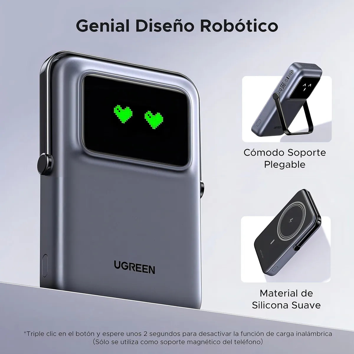 Ugreen Power Bank Inalámbrico 10000mah 20w Pd 7.5w Qi 45327 Color Plateado - Imagen 6