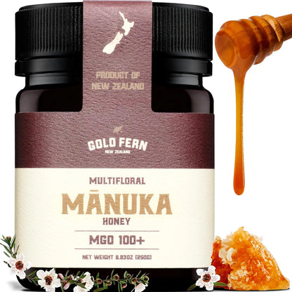 Miel De Manuka Cruda Pura De Nueva Zelanda 250 Gramos Mgo 100 Gold Fern Honey