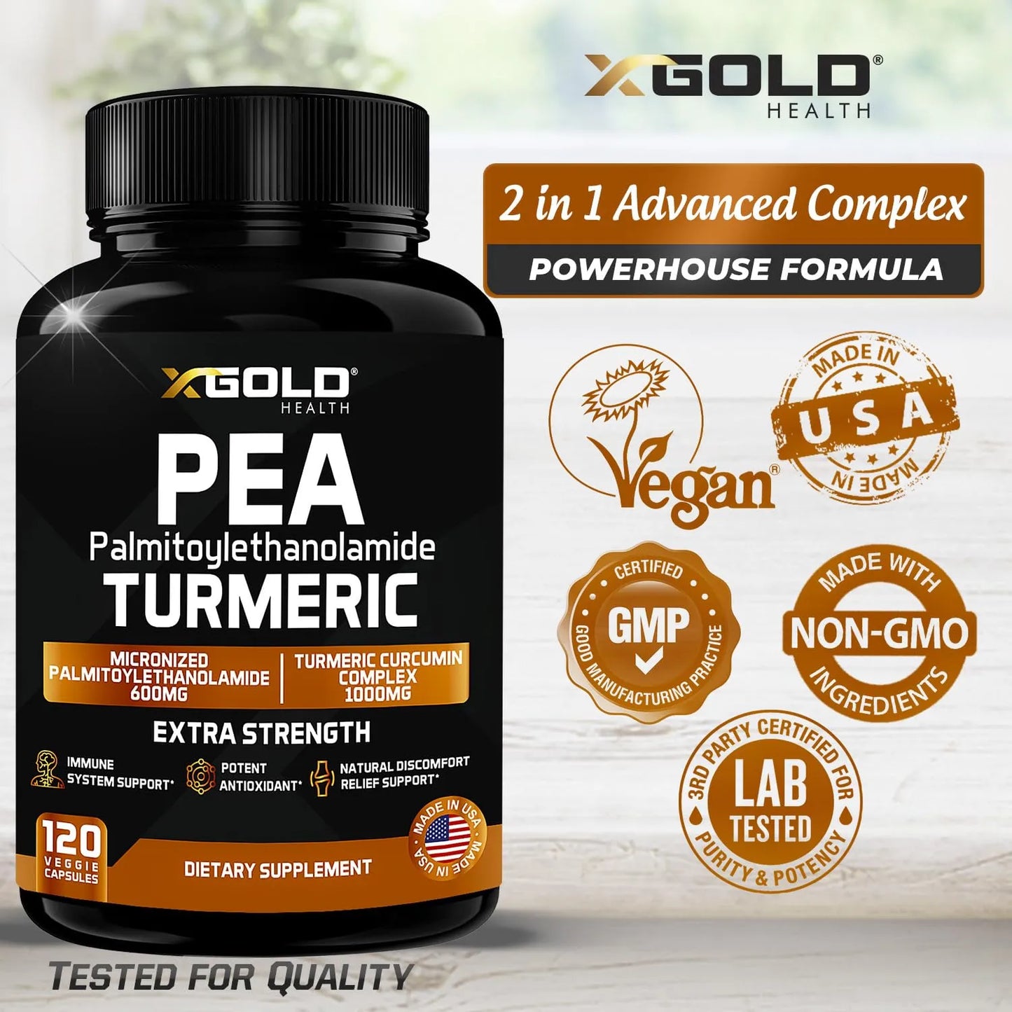 Palmitoiletanolamida 600 Mg Y Complejo De Curcumina Cúrcuma Suplemento Natural