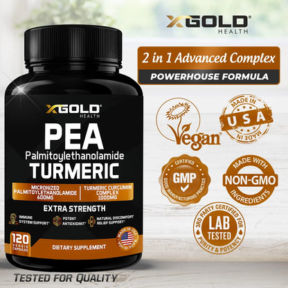Palmitoiletanolamida 600 Mg Y Complejo De Curcumina Cúrcuma Suplemento Natural