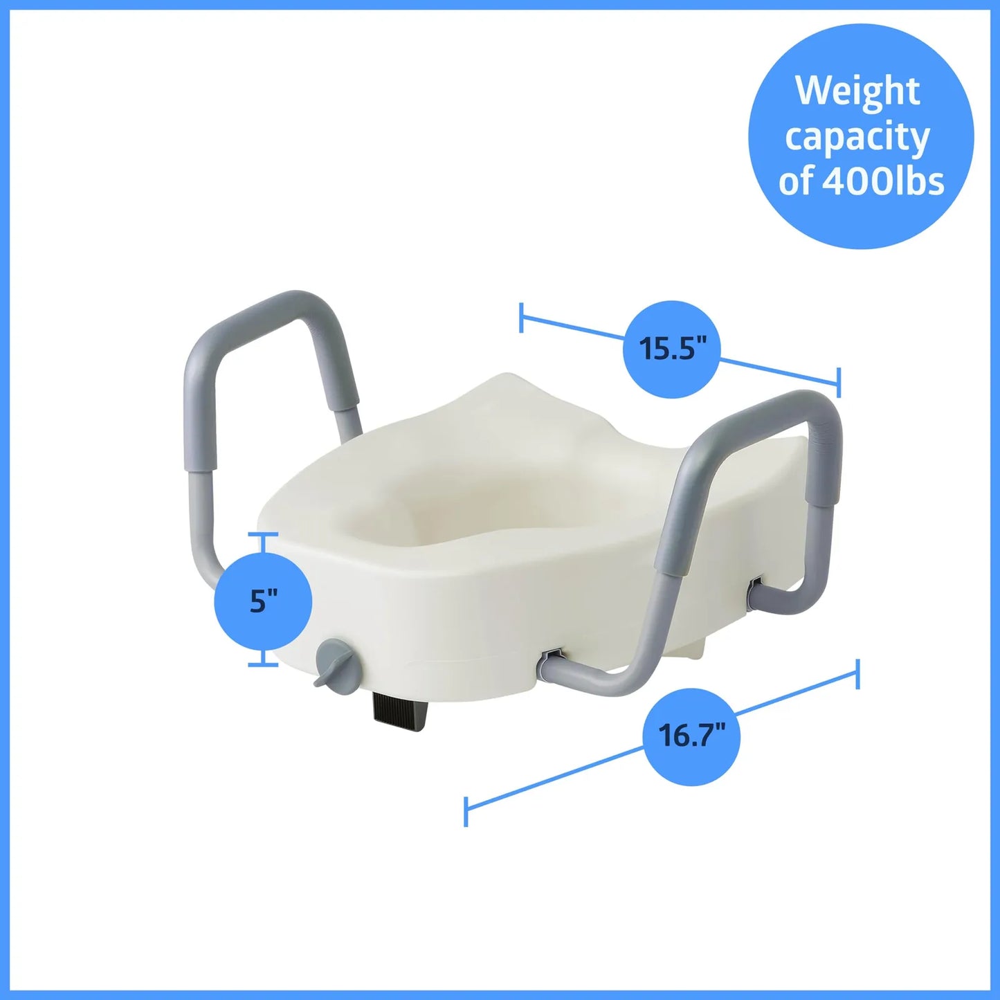Asiento De Inodoro Elevado 12.7 Cm Con Brazos Acolchados Seguridad Y Comodidad