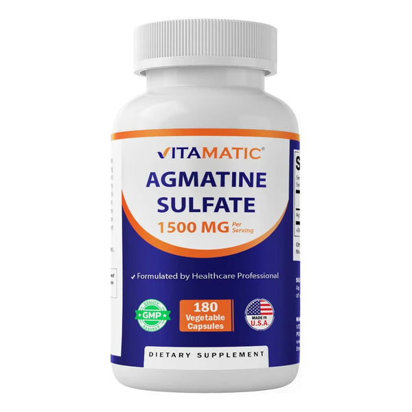 Agmatina Sulfato 1500 Mg 180 Capsulas Vegetales Sin Omg Sin Gluten