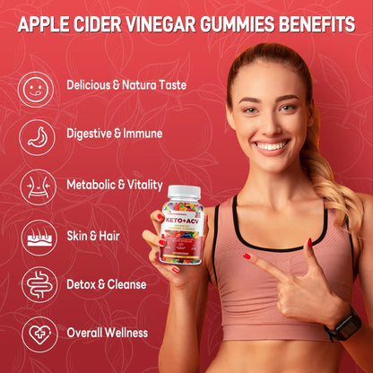 Gomitas Keto Vinagre De Sidra De Manzana 1500 Mg Sabor Frutas Apoyo Dieta
