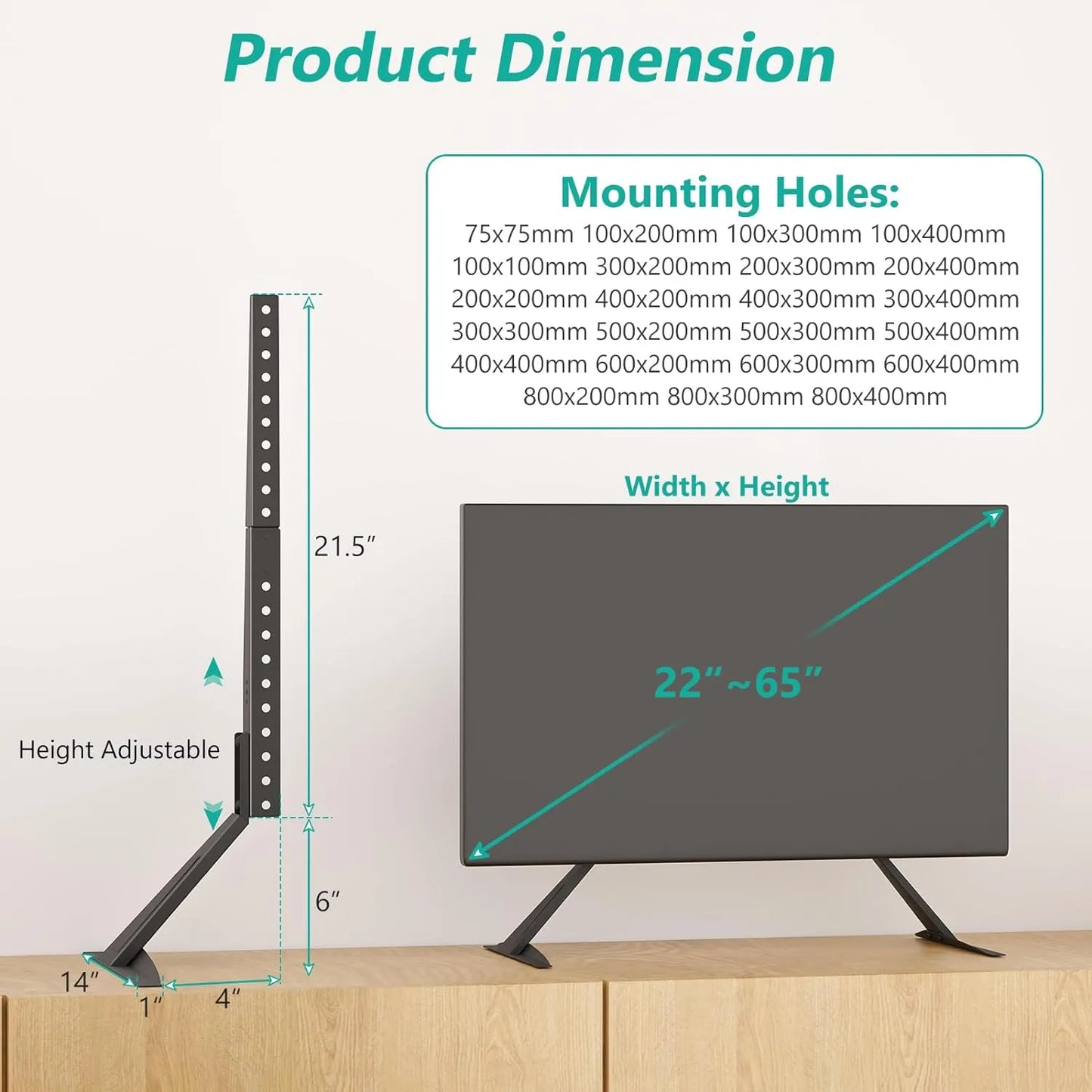 Soporte De Tv Para Mesa Universal 22-65 Pulgadas Wali Base Estable Y Segura
