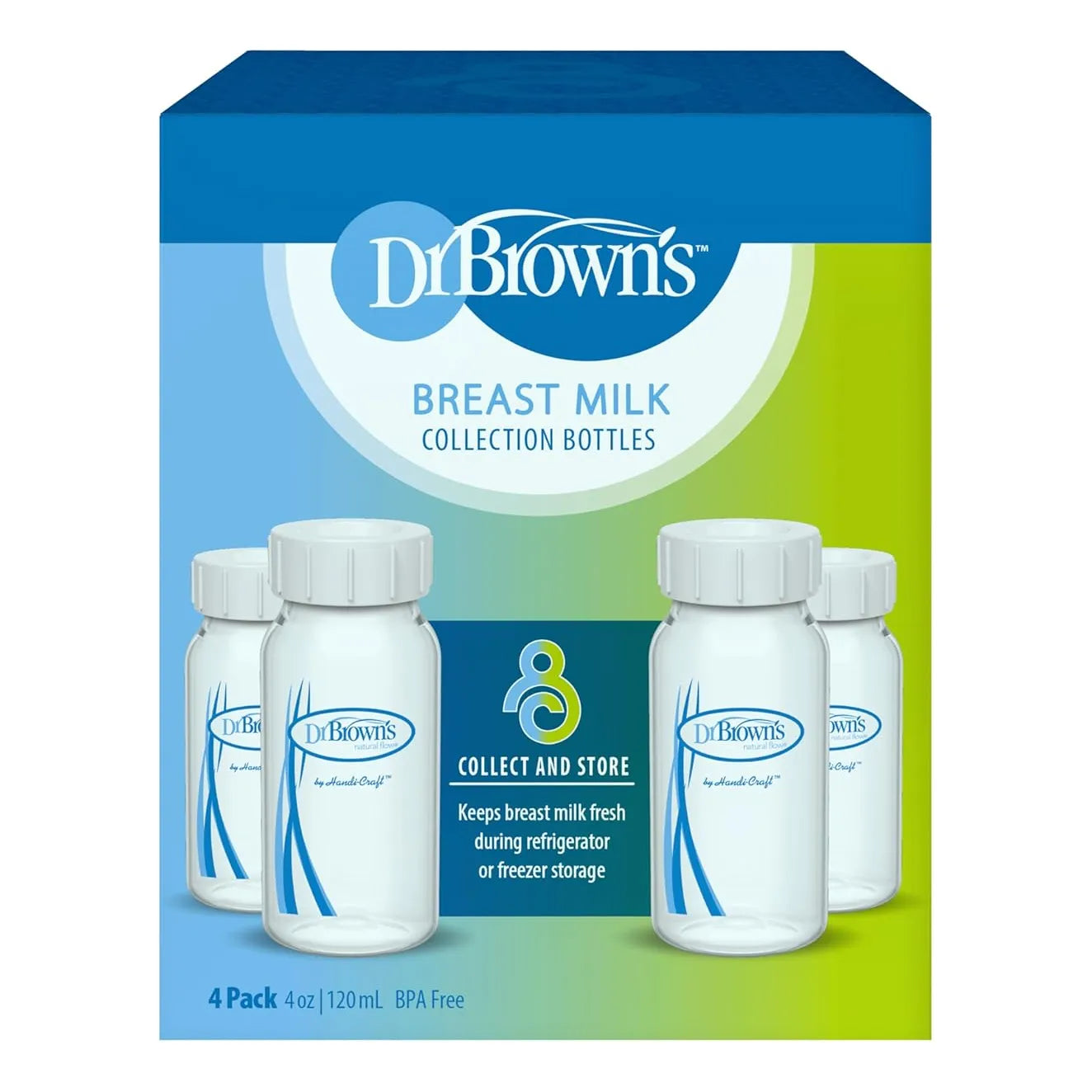 Botellas Recoleccion Leche Materna Dr Browns 4 Unidades Tapas Almacenamiento Sin Bpa