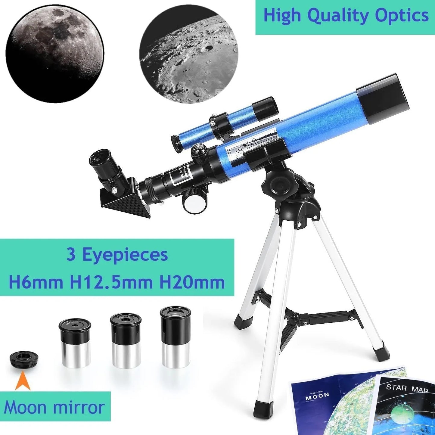 Telescopio Maxusee Para Niños 400x40 Mm Con Tripode Y Visor Ideal Para Principiantes