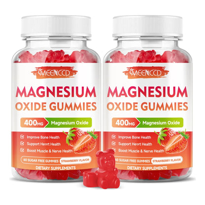 Gomitas Masticables De Óxido De Magnesio 400 Mg Sabor Fresa Suplemento Nervioso Y Muscular