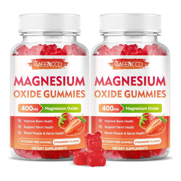 Gomitas Masticables De Óxido De Magnesio 400 Mg Sabor Fresa Suplemento Nervioso Y Muscular