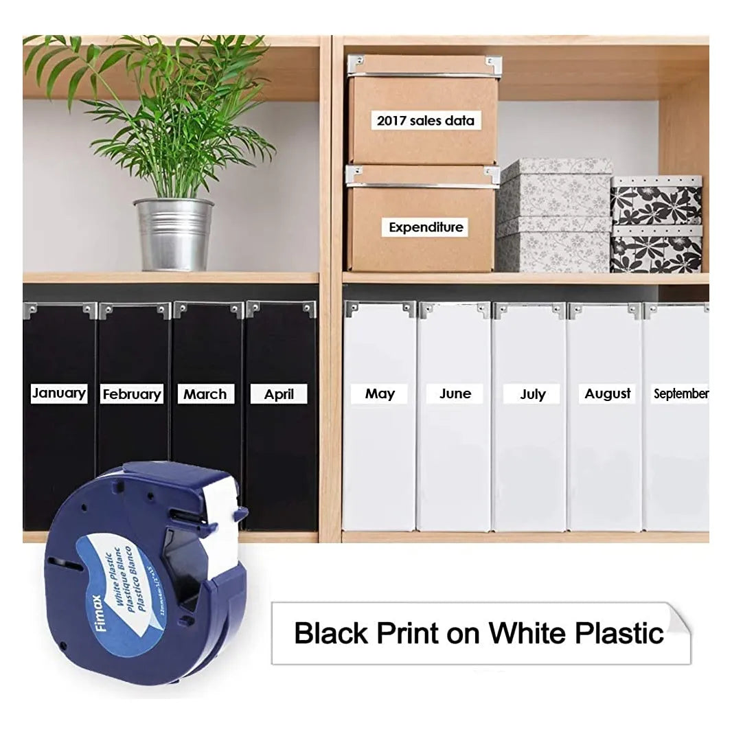 Cintas De Etiquetas Dymo Letratag 91331 5 Recargas Negro Sobre Blanco Resistente
