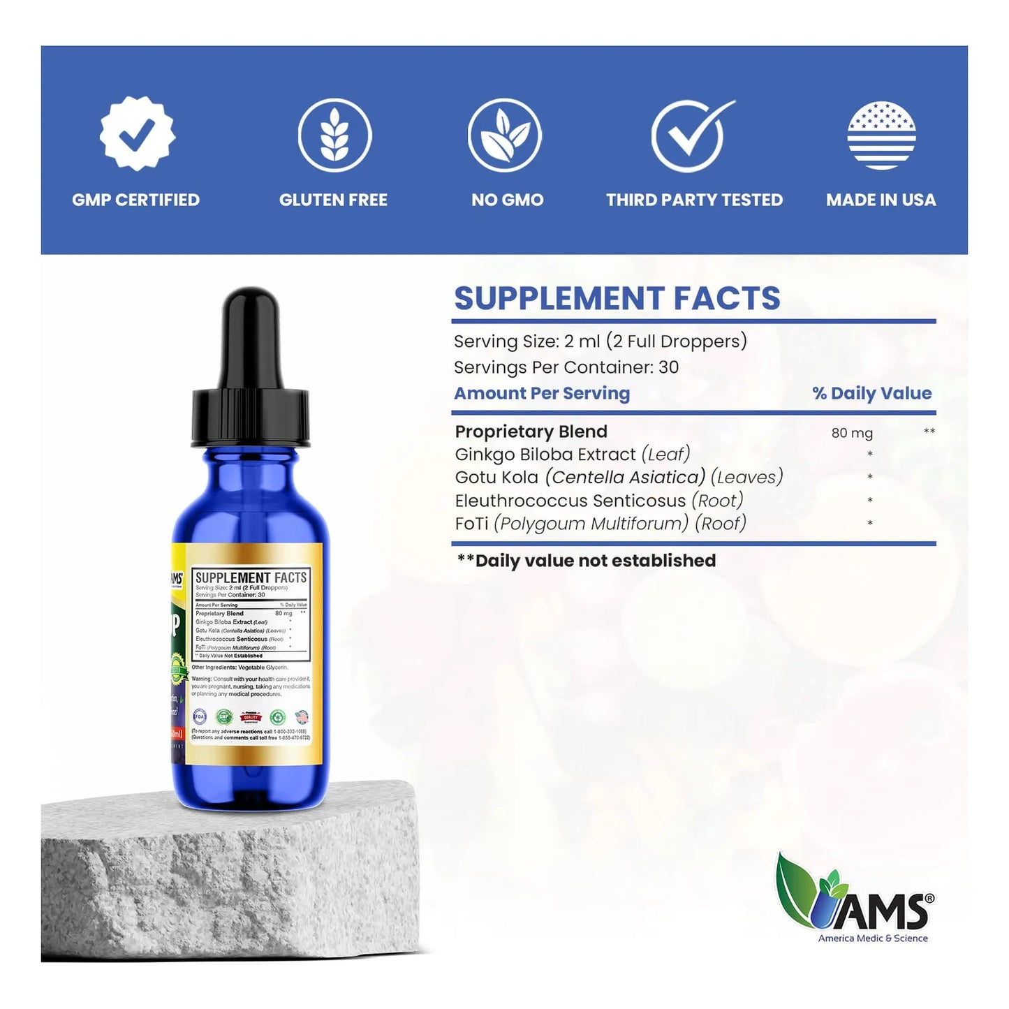 Gotas Cerebrales Ginkgo Biloba 60ml Mejora Memoria Y Concentración