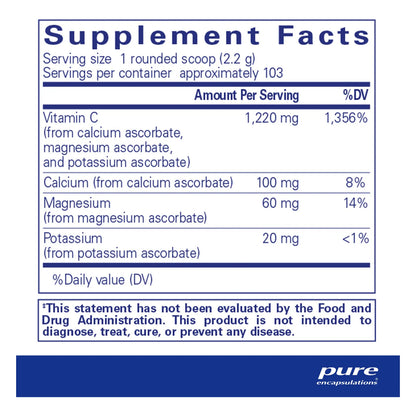 Vitamina C En Polvo Hipoalergenica 227g Antioxidante Y Suave Con El Estomago