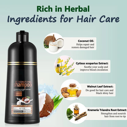 Champú Instantáneo Negro A Base De Hierbras Para Cabello Gris Cobertura En 15 Min