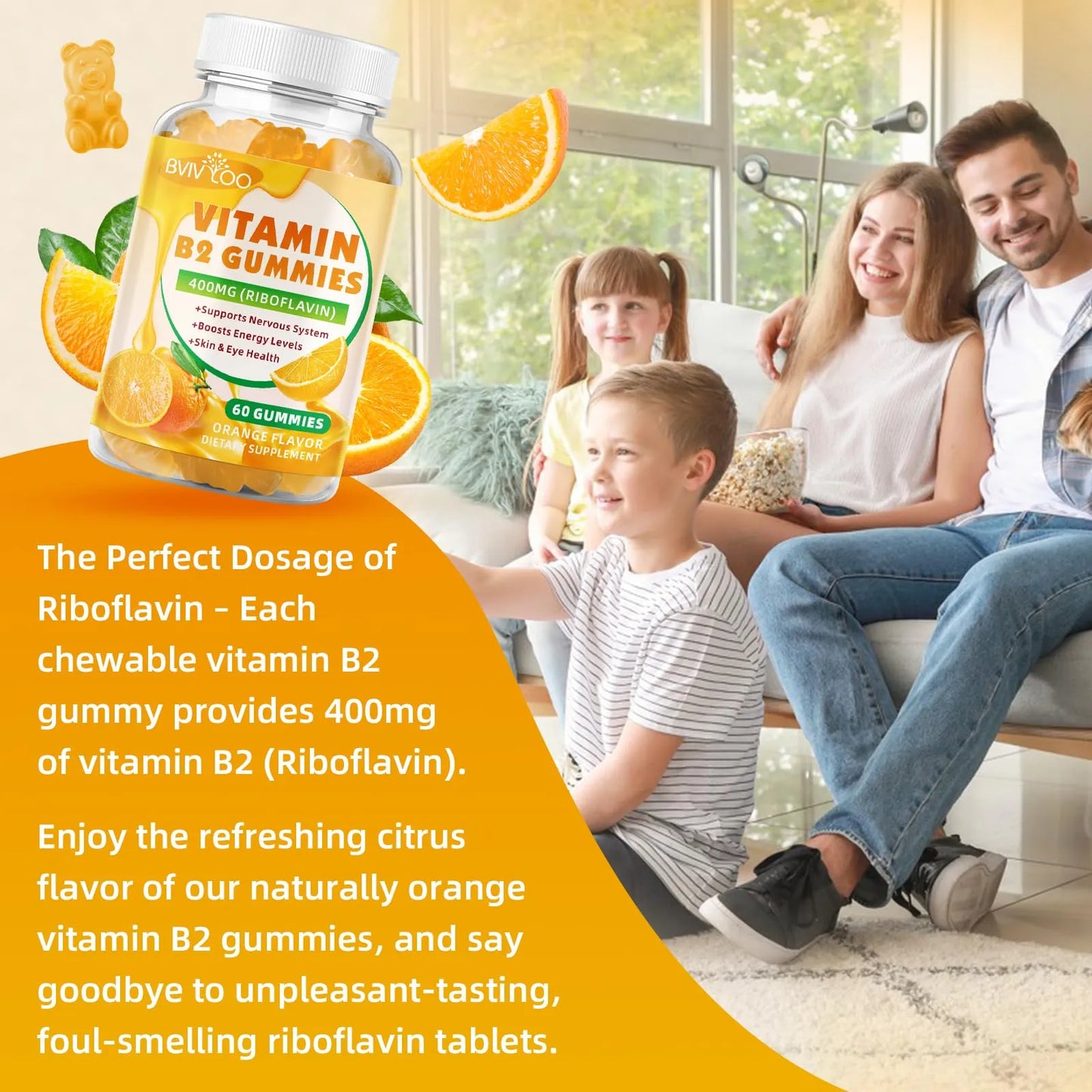 Gomitas De Vitamina B2 Riboflavina 400 Mg Para Niños Y Adultos Alivio Migraña Veganas