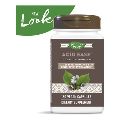 Natures Way Acid Ease Suplemento Digestivo 180 Capsulas Veganas Estomago Sensible