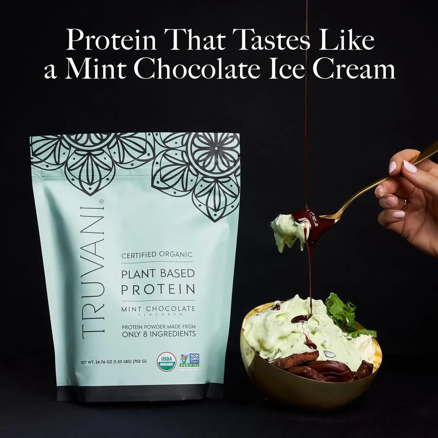 Proteína Vegana De Guisante Chocolate Menta 20 Porciones Orgánica Sin Gluten