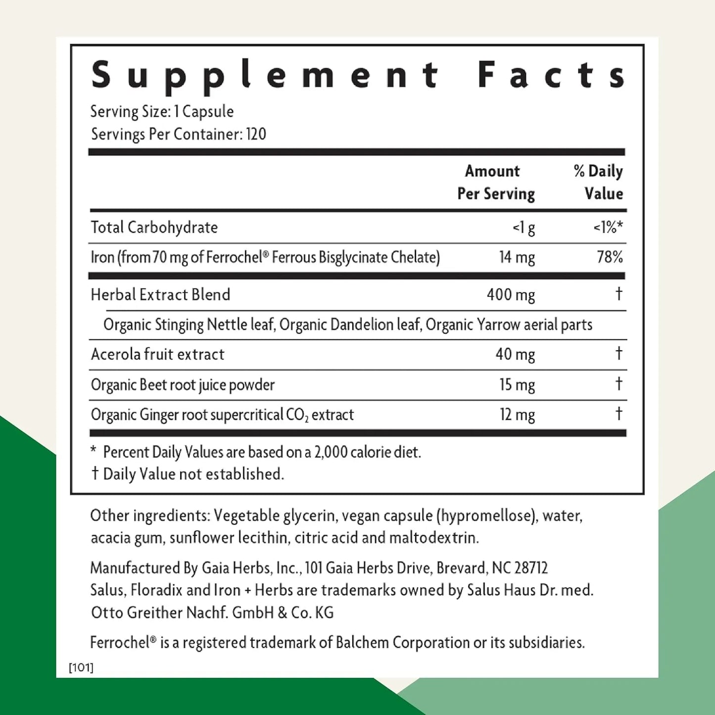 Floradix Hierro Y Hierbas 120 Capsulas Suplemento Energético Vegano