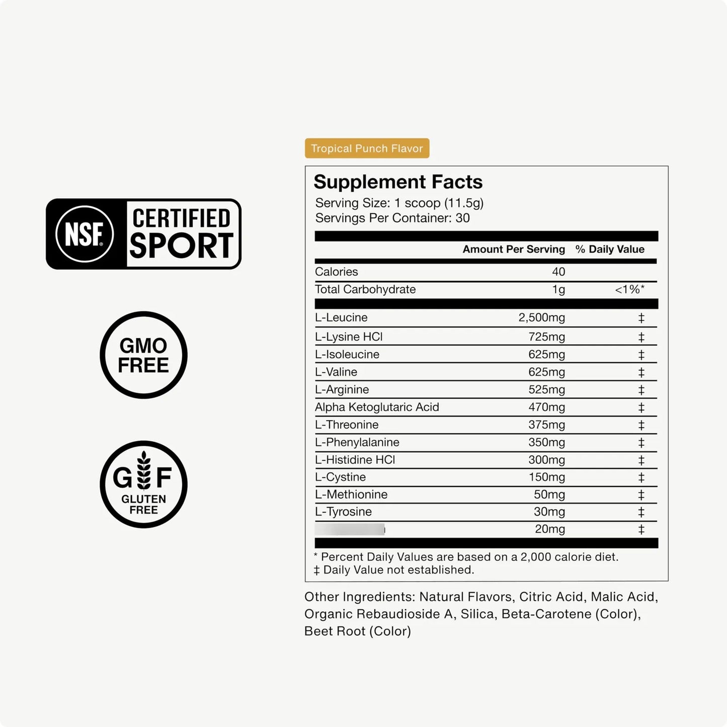 Vital Aminos Suplemento En Polvo BCAA Y EAA Tropical Punch Certificado NSF 30 Porciones