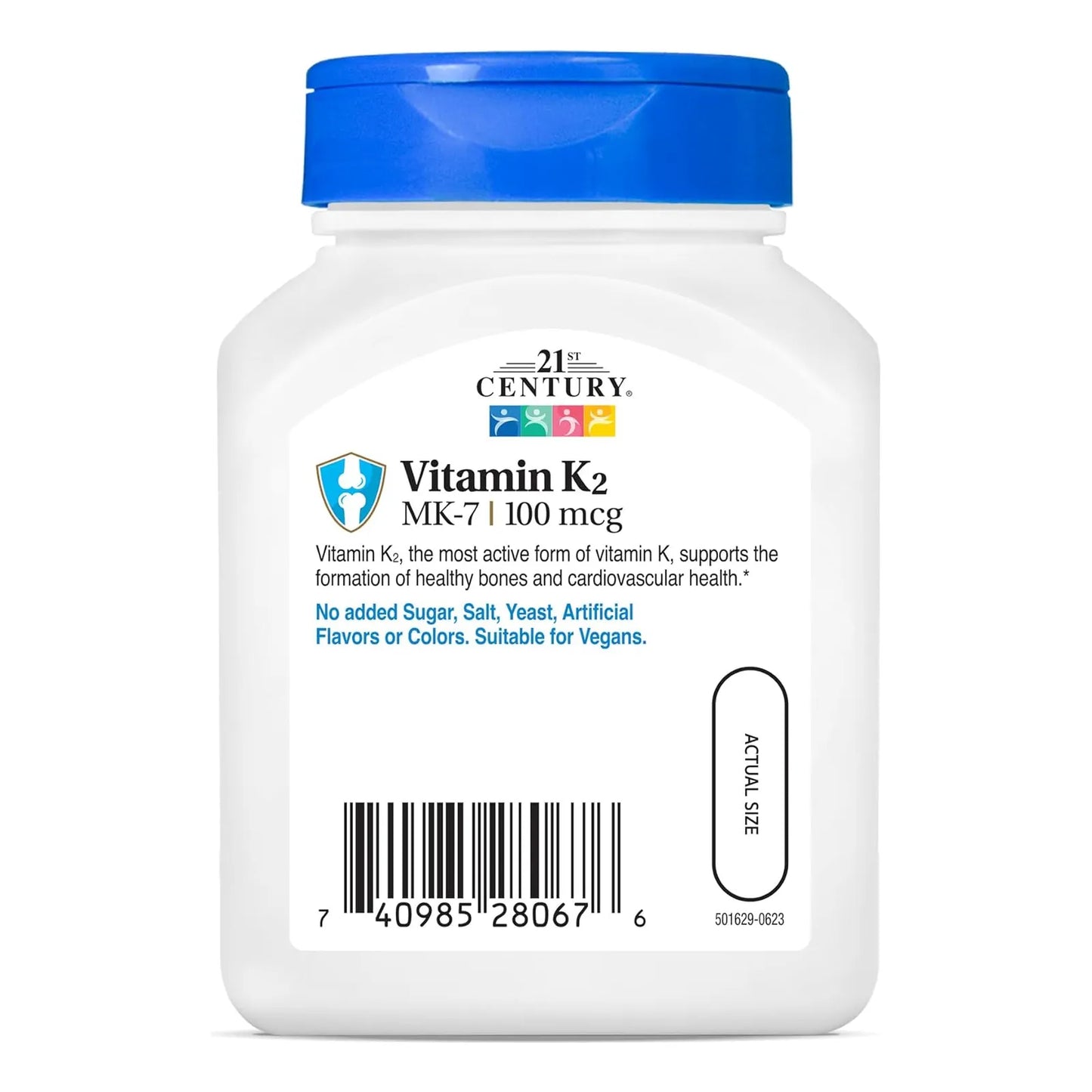 Vitamina K2 Mk7 100 Mg 110 Cápsulas Vegetarianas Huesos Corazón 21st Century