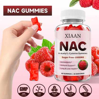 Gomitas NAC 1000 Mg Antioxidante Apoyo Inmunologico Sabor Frambuesa 60 Unidades