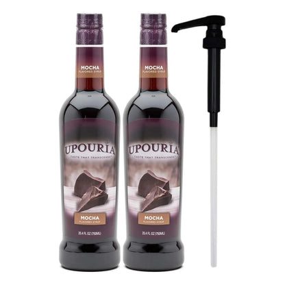 Sirope Sabor A Café Moca Upouria 2 Botellas 25.4 Fl Oz Con Bomba Dosificadora Vegano Sin Gluten