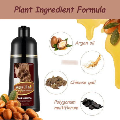 Tinte Para Cabello Negro Con Aceite De Argan 500 Ml Champu Color 3 En 1