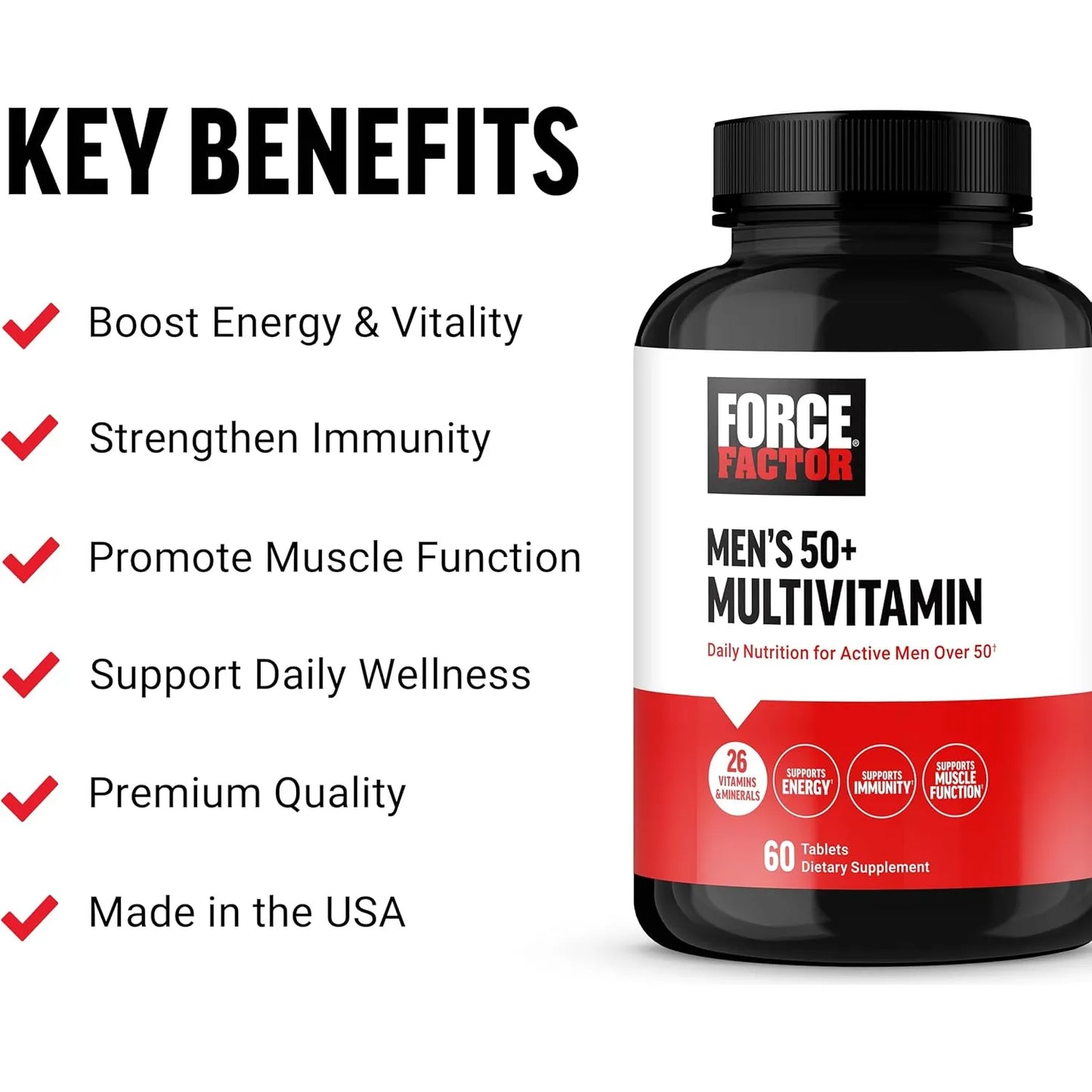 Force Factor Multivitaminico 50 Plus Hombre 26 Vitaminas Minerales Energia E Inmunidad