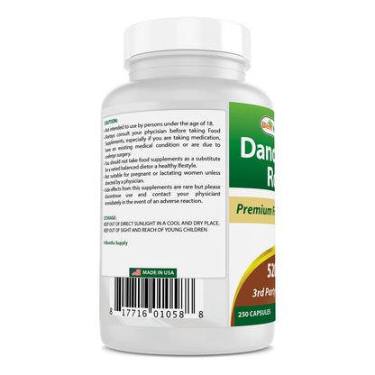 Raíz De Diente De León 520 Mg 250 Cápsulas Naturales Pura Y Eficaz