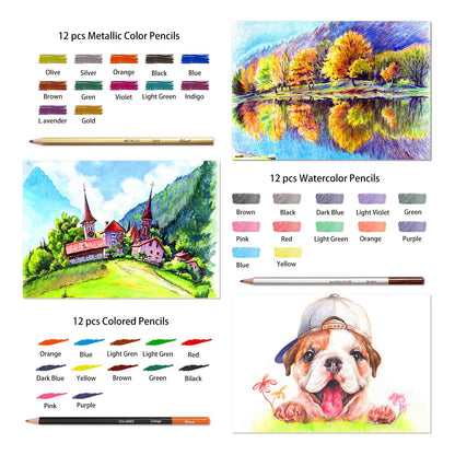 Kit De Dibujo Profesional 73 Piezas Con Lápices Grafito Carboncillo Y Más