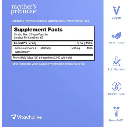 Suplemento De Colina 550 Mg VitaCholine Para Desarrollo Cerebral Del Bebé Y Función Cognitiva