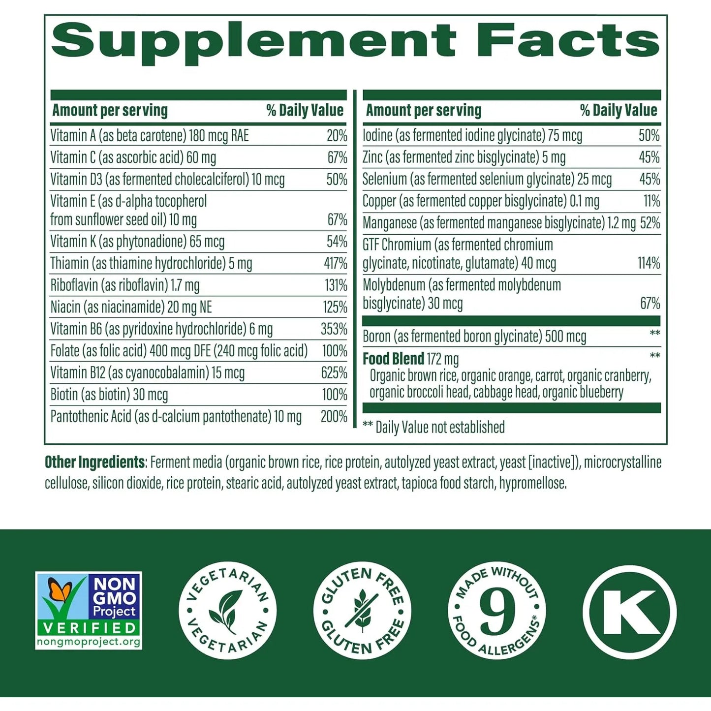 Multivitaminico MegaFood One Daily Con Alimentos Reales Soporte Inmunologico Y Energia