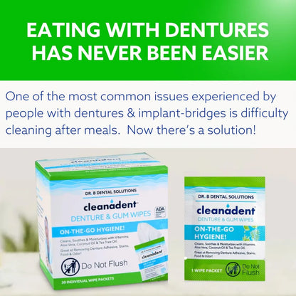 Toallitas Cleanadent Limpieza Profunda Dentaduras Postizas 30 Unidades