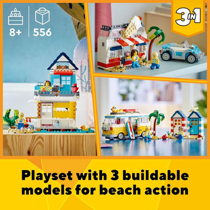 Lego Creator 3 En 1 Autocaravana Heladeria Y Casa Playa Kit De Construccion Transformable