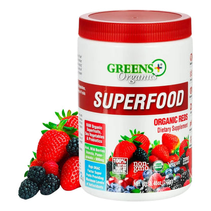 Polvo Orgánico De Superalimentos Rojos Energizante Con Superfrutas Y Verduras Marinas 8.46 Onzas