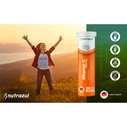 Comprimidos Efervescentes Vitamina C 1000 Mg Sabor Naranja Sin Gluten Sin Azúcar