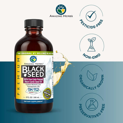 Aceite De Semilla Negra Prensado En Frio Amazing Herbs 240ml Salud Digestiva E Inmunologica