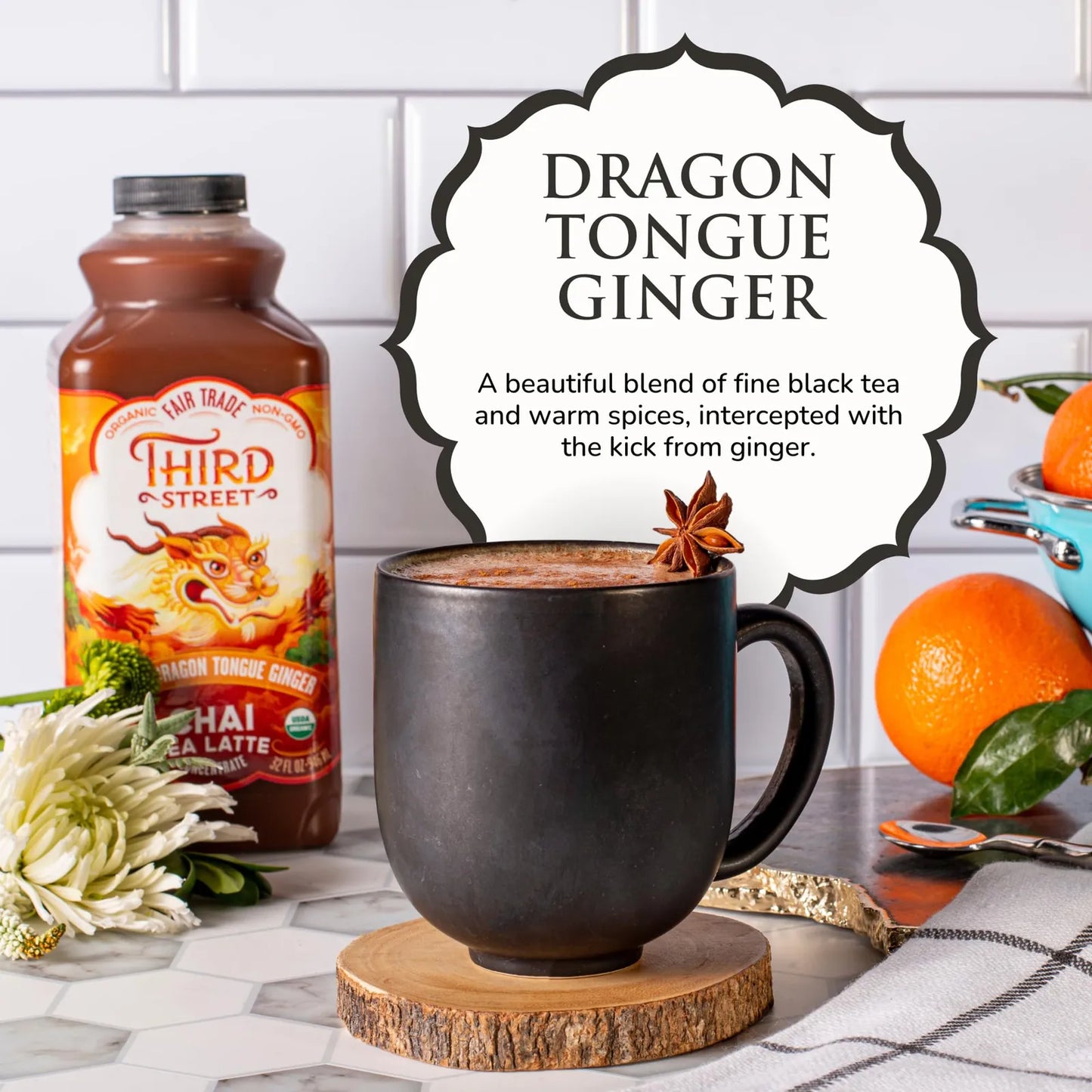 Chai De Jengibre Dragon Tongue 32 Onzas Paquete De 6 Botellas Orgánico Sin Gluten