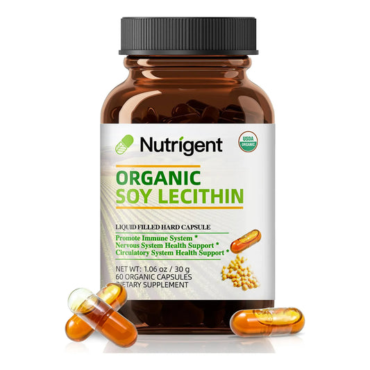 Lecitina De Soja Orgánica 800 Mg Cápsulas Líquidas Alta Absorción Soporte Cerebral Y Hepático