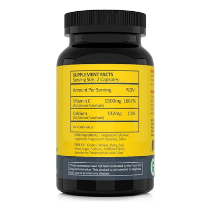 Vitamina C No Acida 1500 Mg Con Calcio Apoyo Inmunologico Oseo 100 Capsulas