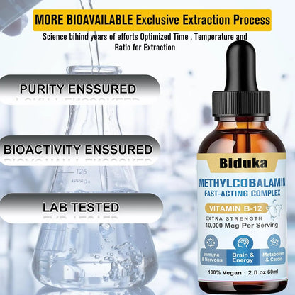 Gotas Líquidas Sublinguales Vitamina B12 10000 Mcg Con D3 Y B9 Energía Y Salud