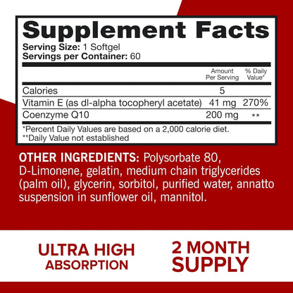 Qunol Coq10 Cápsulas Blandas 200 Mg Ultra Absorción Para Salud Cardíaca Y Energía - Imagen 3