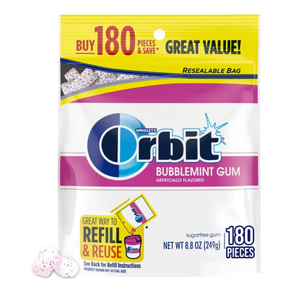 Goma De Mascar Orbit Bubblemint Sin Azucar 180 Unidades Sabor Menta Fresca