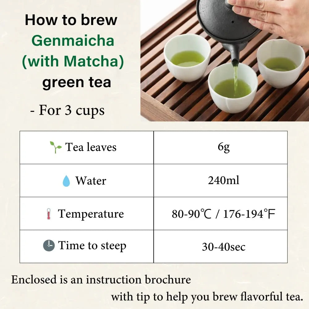 Té Verde Genmaicha Con Arroz Asado Y Matcha Hoja Suelta 100g De Japón