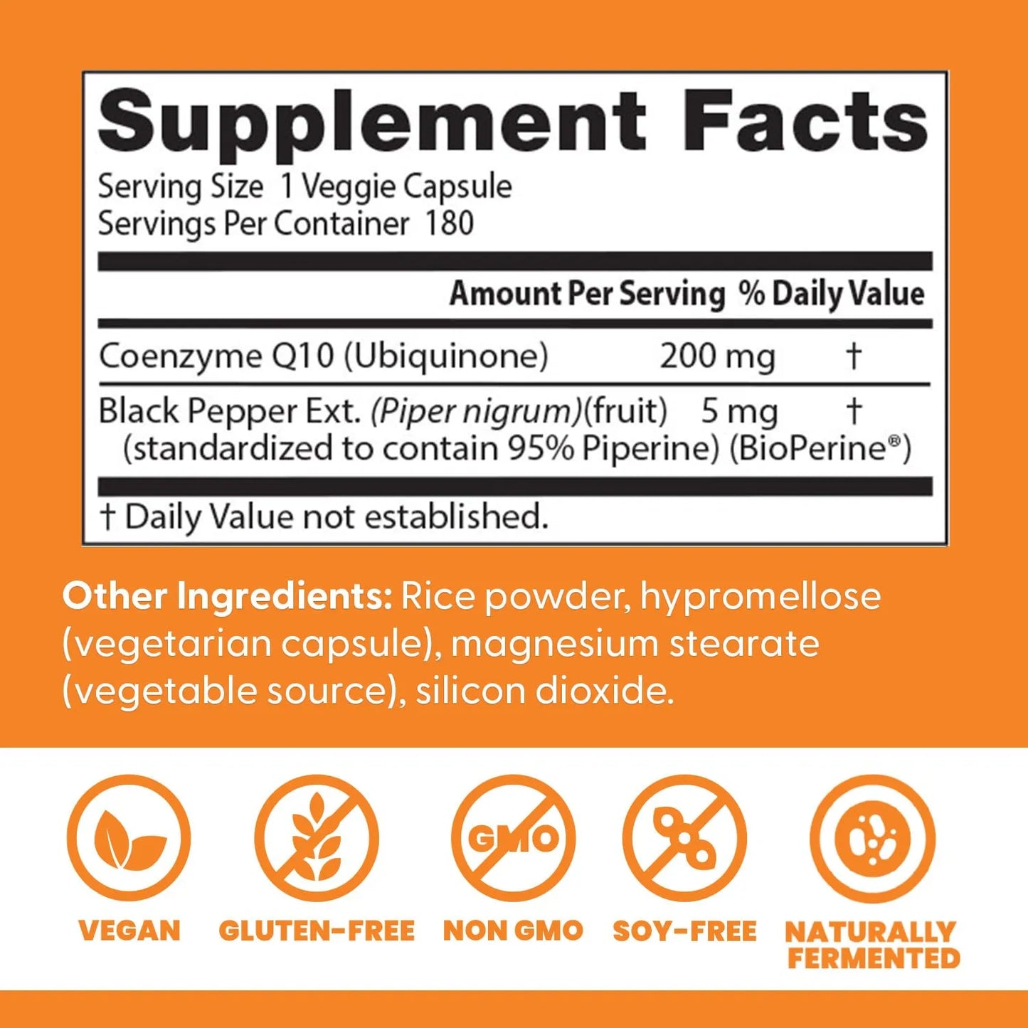 CoQ10 Alta Absorción 200 Mg Con BioPerine Energía Cardíaca Y Celular