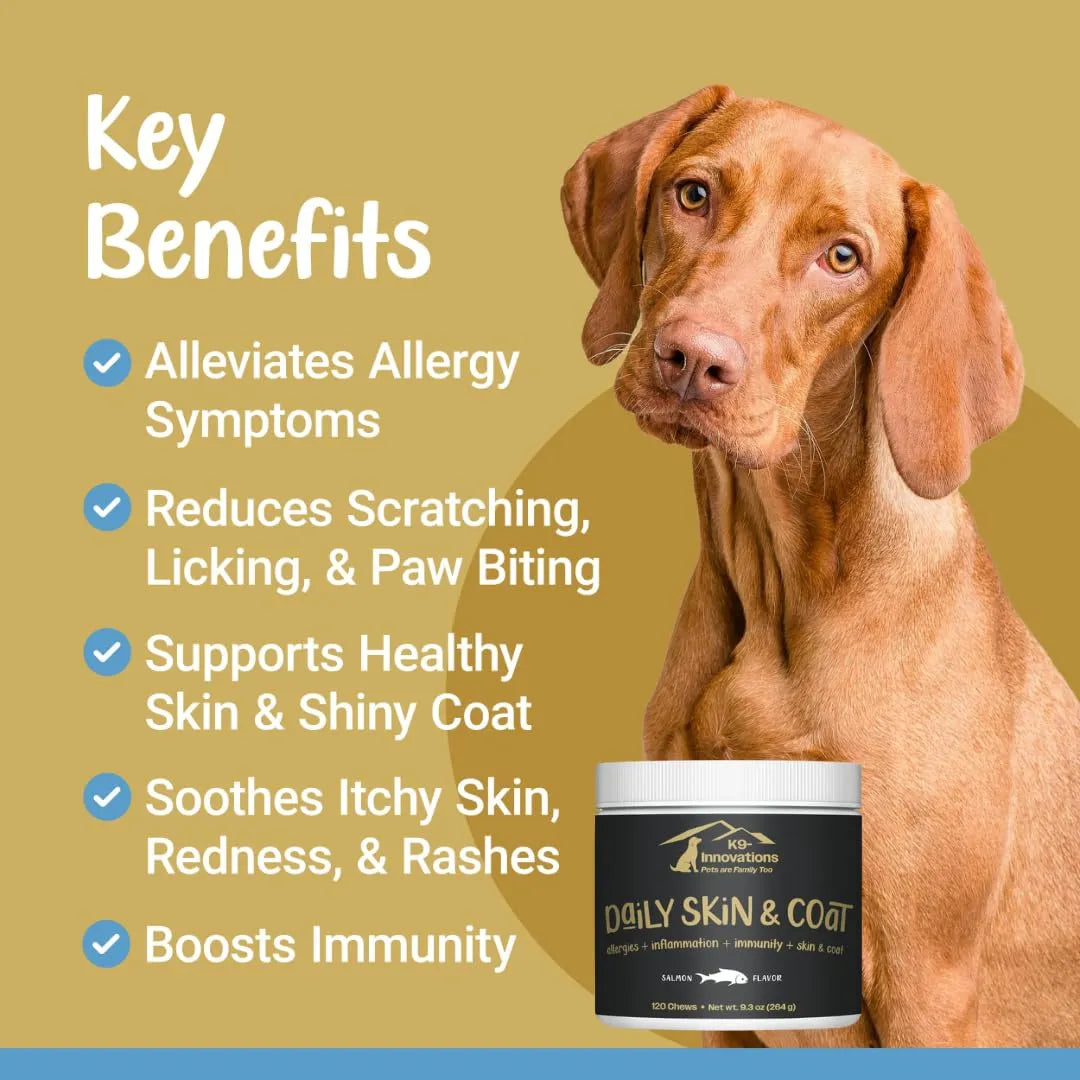 Masticables K9 Innovations Para Perros Sabor Salmón Omega 3 Vitamina C Antipicazón 120 Unidades