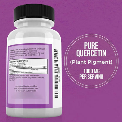 Quercetina 1000 Mg 120 Capsulas Suplemento Cardiovascular E Inmunologico Vegano