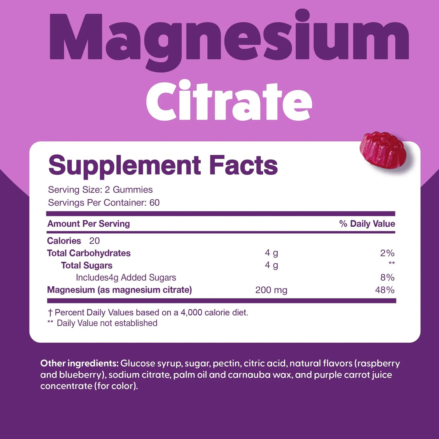 Gomitas De Citrato De Magnesio 200 Mg Relajación Muscular Sueño Digestión Vegano