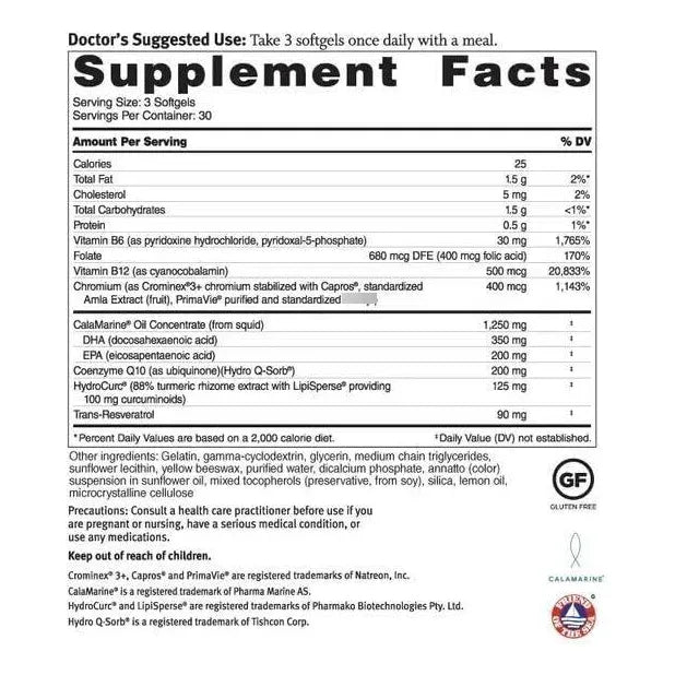 Omega Q Plus PRO 90 Cápsulas Soporte Cardíaco Con 200 Mg Coq10 Y Resveratrol