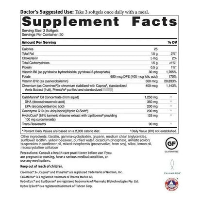 Omega Q Plus PRO 90 Cápsulas Soporte Cardíaco Con 200 Mg Coq10 Y Resveratrol